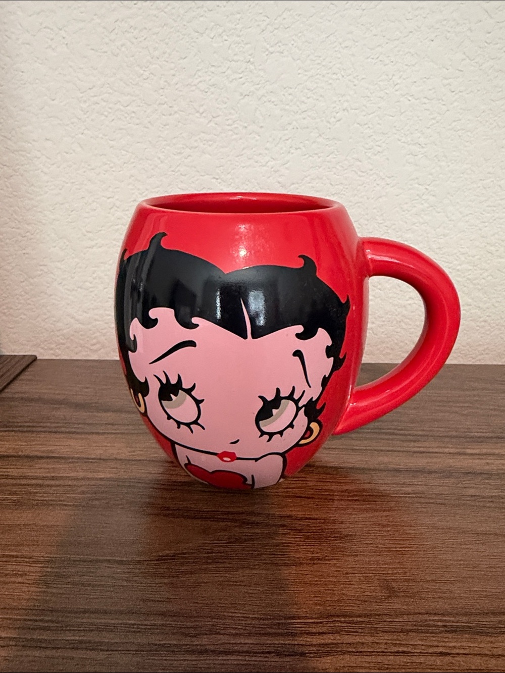 Betty Boop Red Ceramic Character Mug with Pink Face and Black Hair